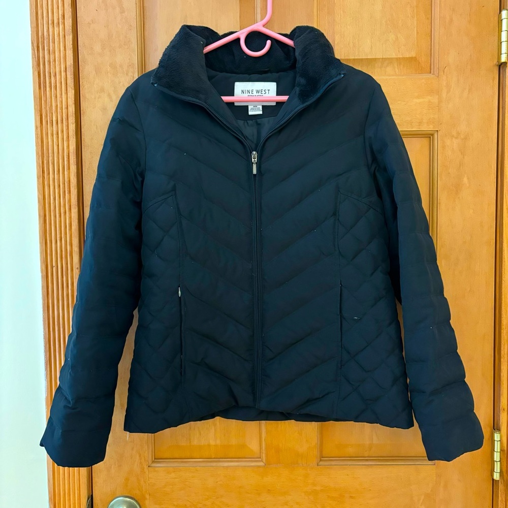 Nine West Separates Black Puffer Quilted Jacket - Medium